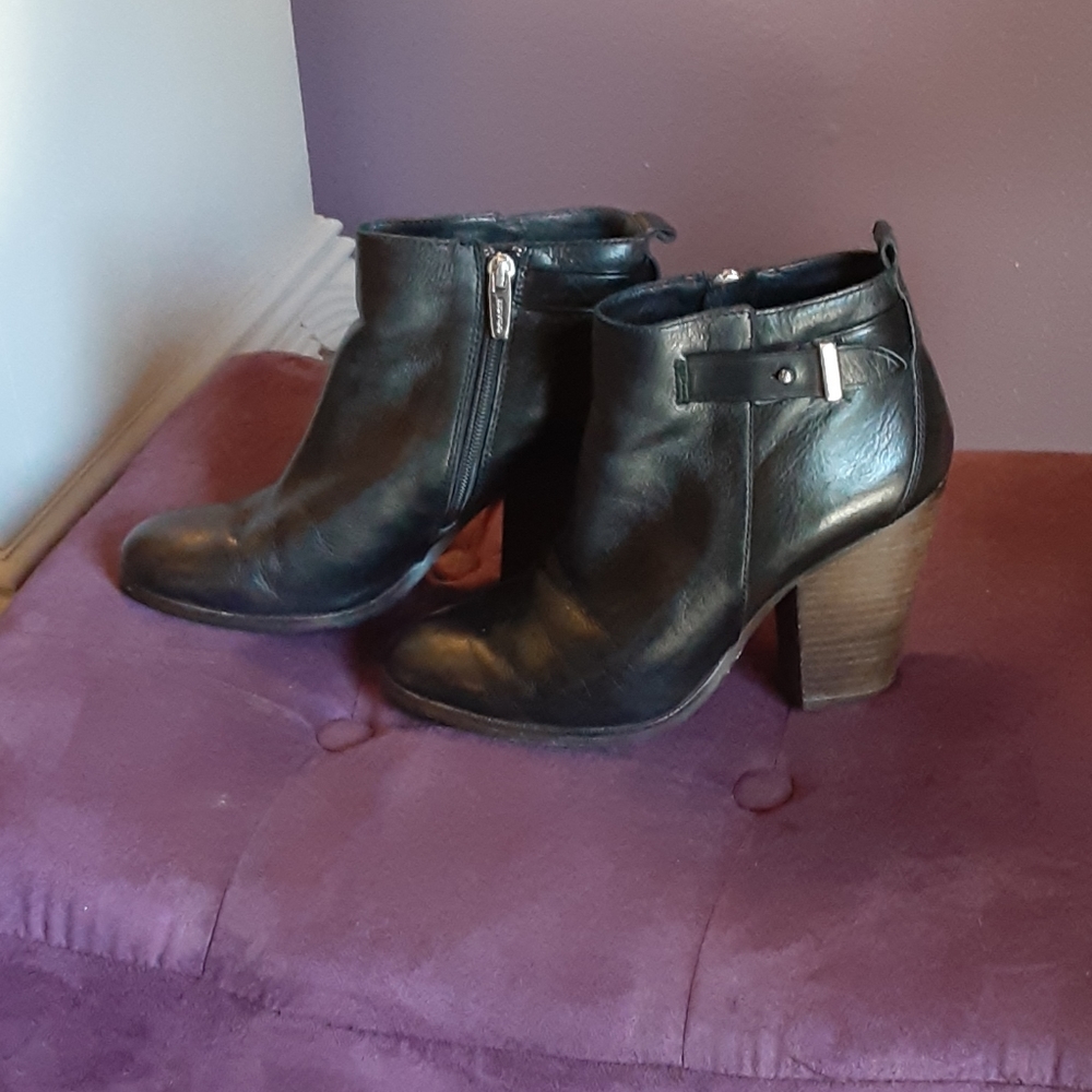 Coach Hewes Black Leather Booties